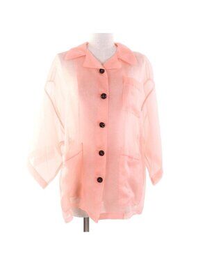 Gucci 20 SS 100% Silk Short Sleeve Oversized Sheer Shirt Salmon Pink 36